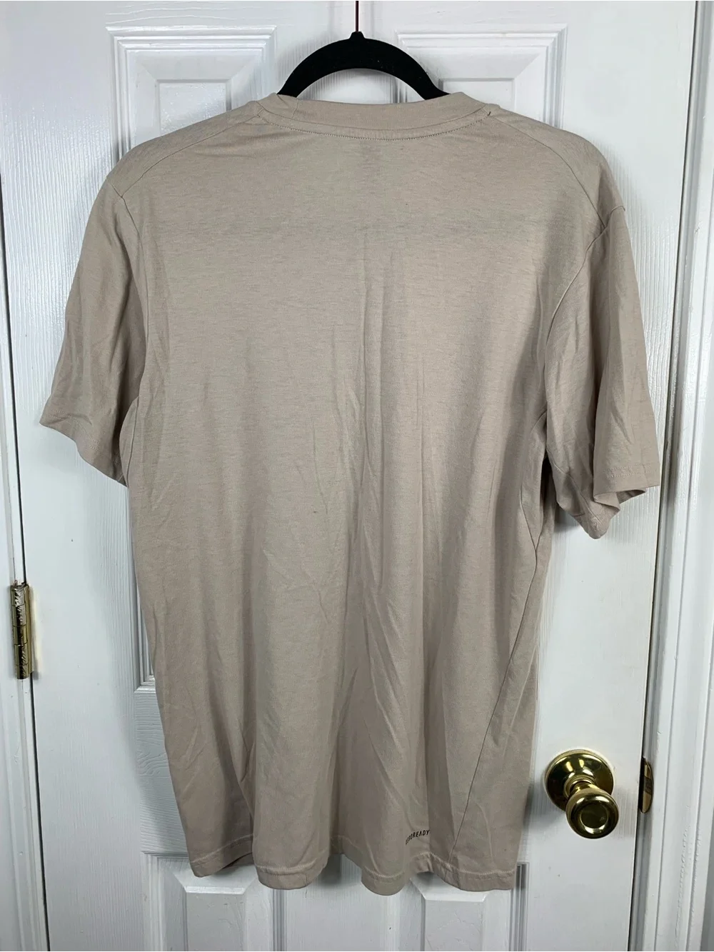 Adidas MensTaupe Short Sleeve Crew Neck Tee with Black Logo